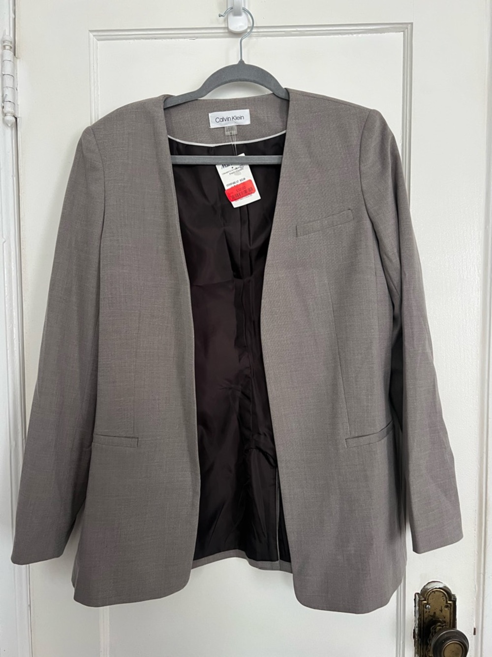 Calvin Klein Women's Taupe Open-Front Blazer